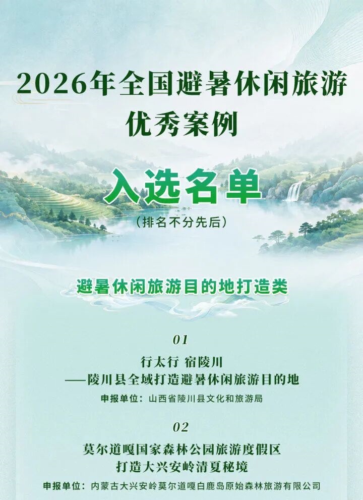 2026年全国避暑休闲旅游优秀案例发布